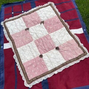 Cocalo baby comforter blanket floral bows reversible pink brown cream frilly